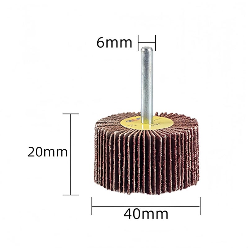 NACX مجموعة صنفرة عجلات فلاب 40 مم، 80 حبيبة، عمود دائري 1/4''، 5 قطع - Image 2
